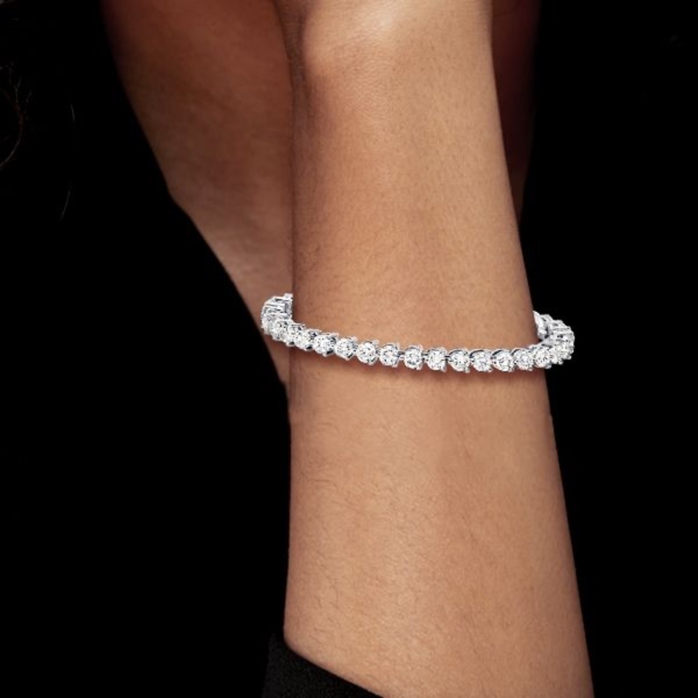 Italo 3 Prong Round Cut Tennis Bracelet - Picture 2 of 6